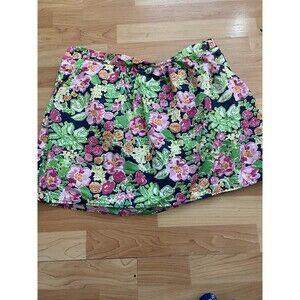 Lilly Pulitzer Mimosa Mini Skirt Getaway Garden Floral Cotton Poplin Size XL